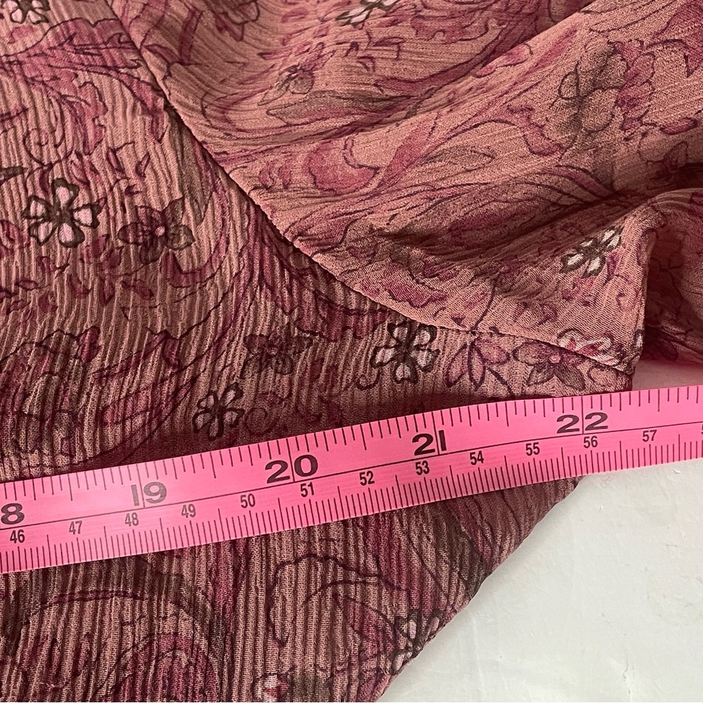 J. Jill Silk Sheer Pink Floral Paisley Ruffle Wrap Blouse Sz XL - Picture 5 of 10